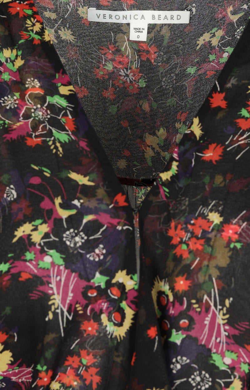 Silk Dress with Multi Flower Print