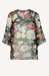 Transparente Bluse mit Blumenmuster