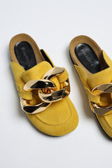 Mules in yellow