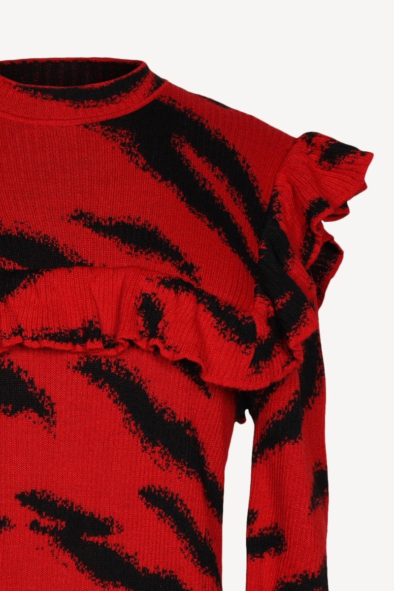 Pullover in Rot/Schwarz