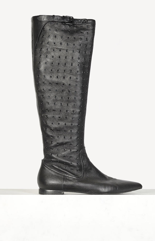 Leather Boots High Knee in Black