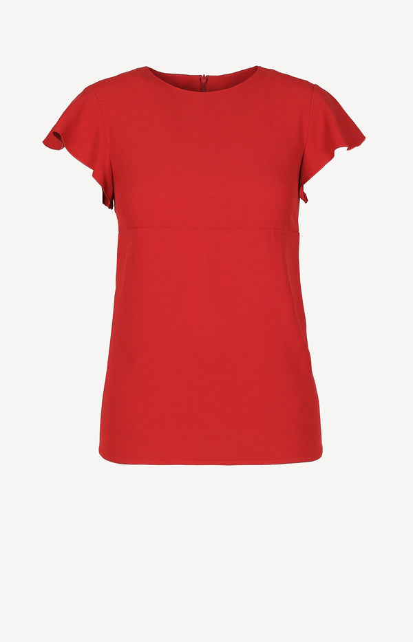 Blouse with flounces sleeves in red